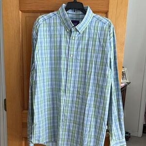 Stylish Blue and Green Plaid Button-Down Shirt
